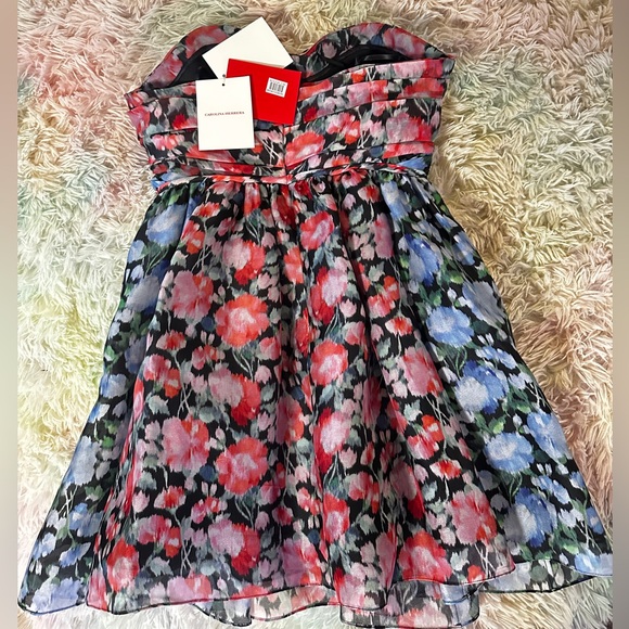NWT New CAROLINA HERRERA Peony-Print Mini Dress Size 10 - Picture 7 of 12